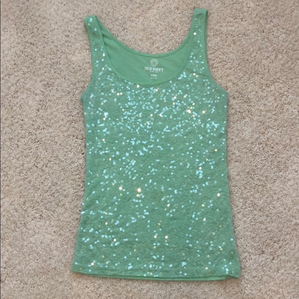 Mint green sequined tank top